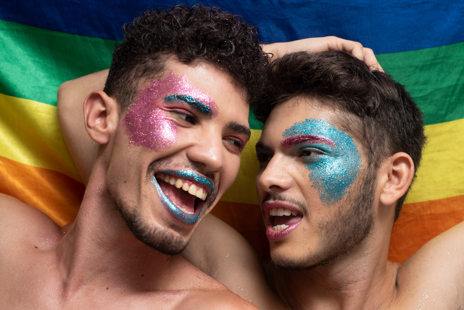 Men with Glitter Face Paint